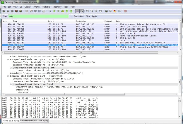 Menyadap email lewat Wireshark