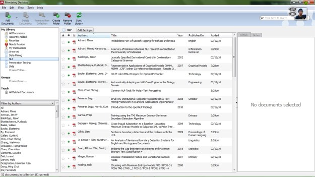 Screenshoot Mendeley