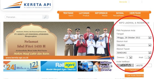 Memilih stasiun asal, tujuan, tanggal, dan jumlah calon penumpang