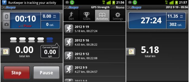 Screenshot aplikasi Runkeeper di Android