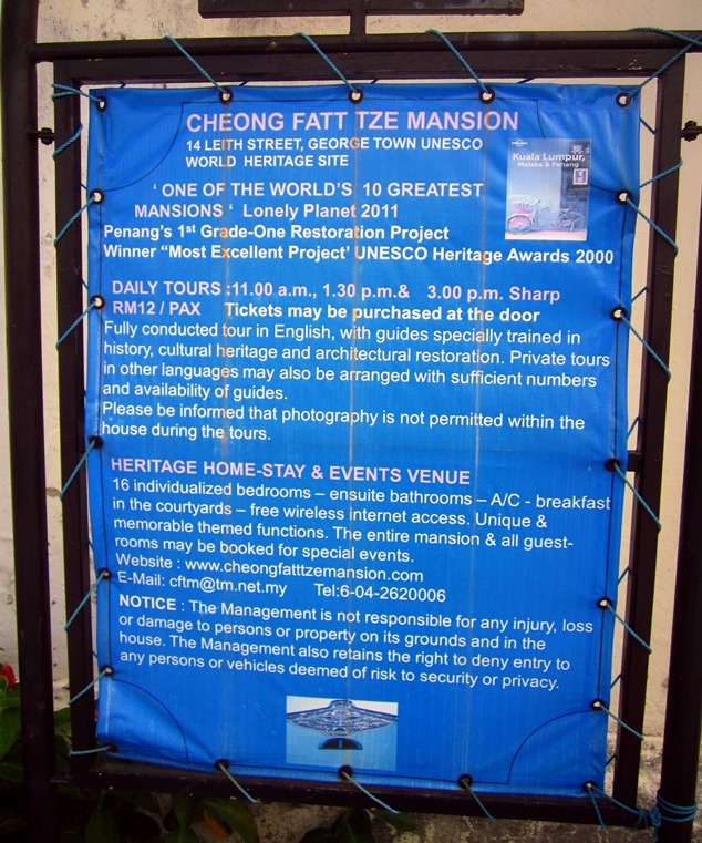 Plang Info tentang Cheong Fatt Tze Mansion