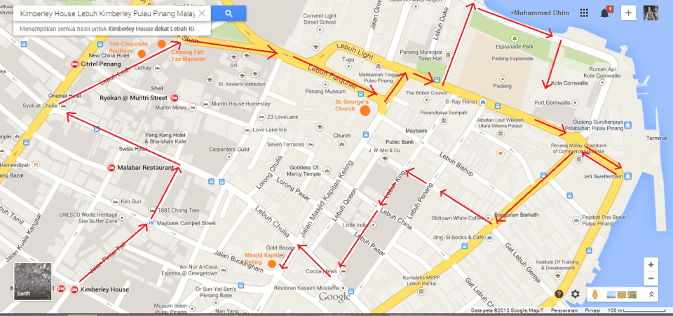 Rute jalan kaki ane menyusuri Georgetown