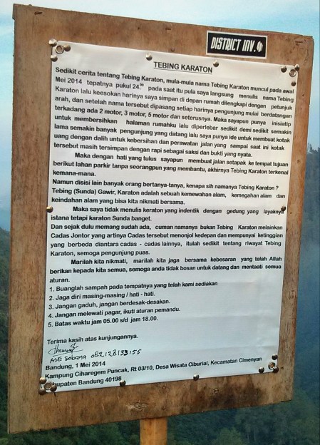 Cerita asal mula nama Tebing Karaton