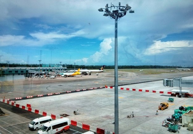 Apron Changi Airport tampak dari Sunflower Garden