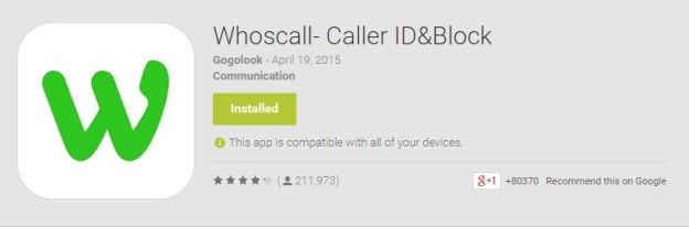 Whoscall on PlayStore
