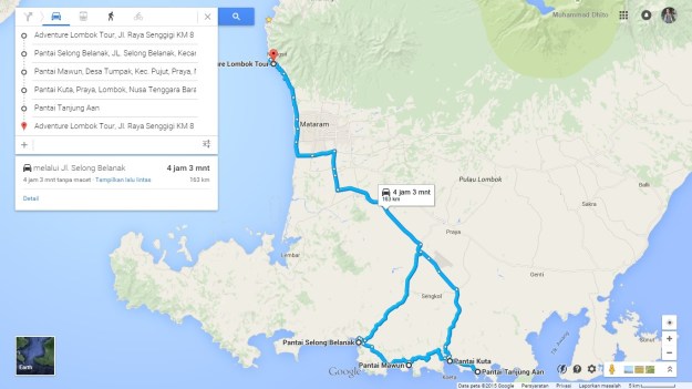 Rute jelajah pantai-pantai selatan Lombok