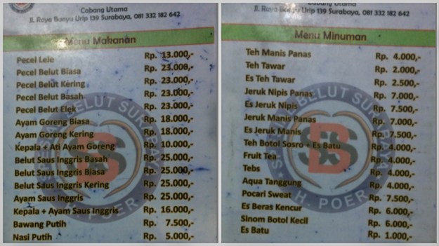 Menu Spesial Belut Surabaya
